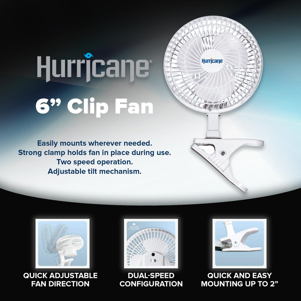 White 2-Pack 6" Clip-On Table Fan with 2 Quiet Speeds T893