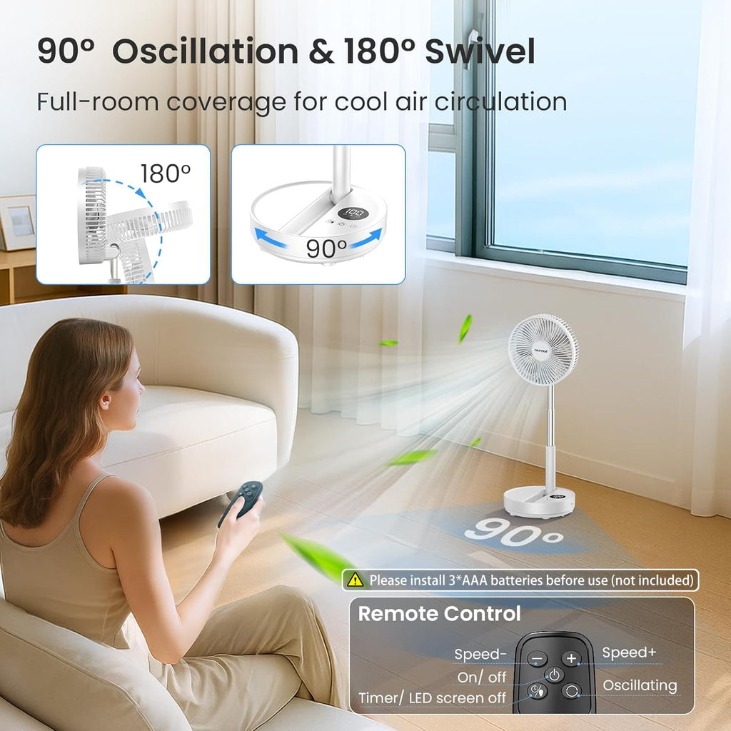 Portable Rechargeable Oscillating Standing Fan Y8070