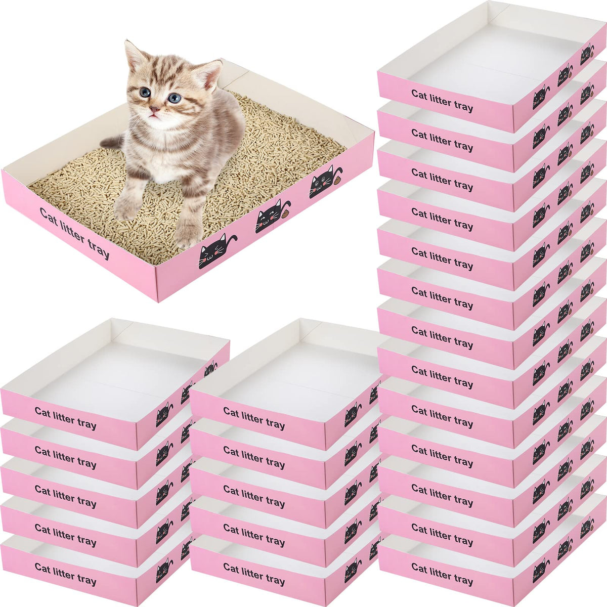 30 Pack Disposable Paper Cat Litter Box T297483