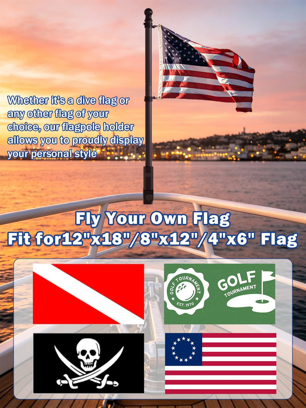 2.5FT Stainless Steel Boat Flag Pole Kit S71207