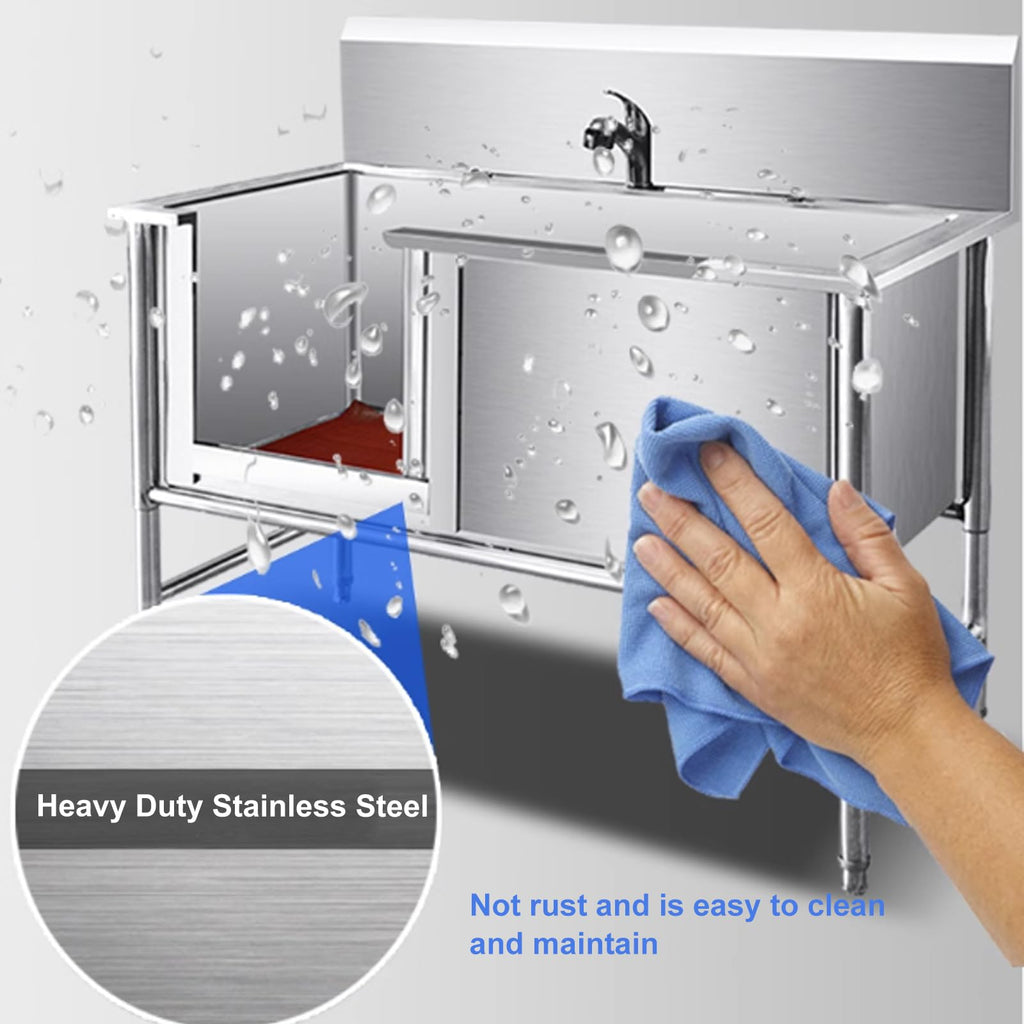 Stainless Steel Dog Grooming Bathtub with Stairs M9216