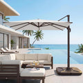 11ft Offset Cantilever Patio Umbrella with Solar Lights W878