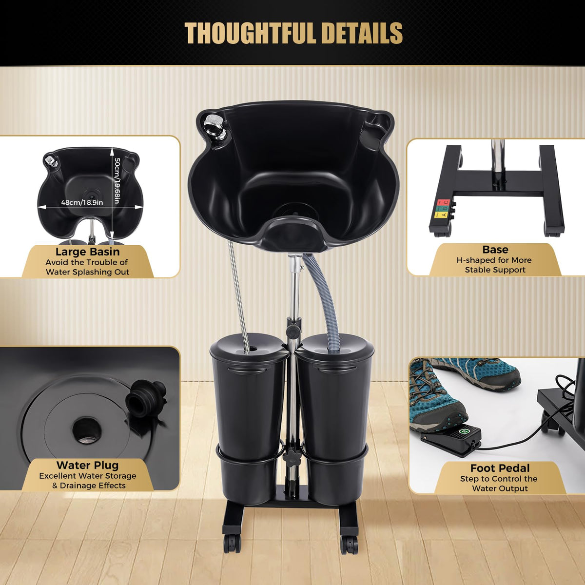 Portable Shampoo Basin with 2 Water Buckets Z9838