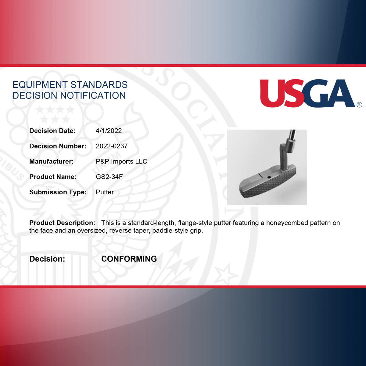 34” Right-Handed Mallet Putter with Milled Face K5853