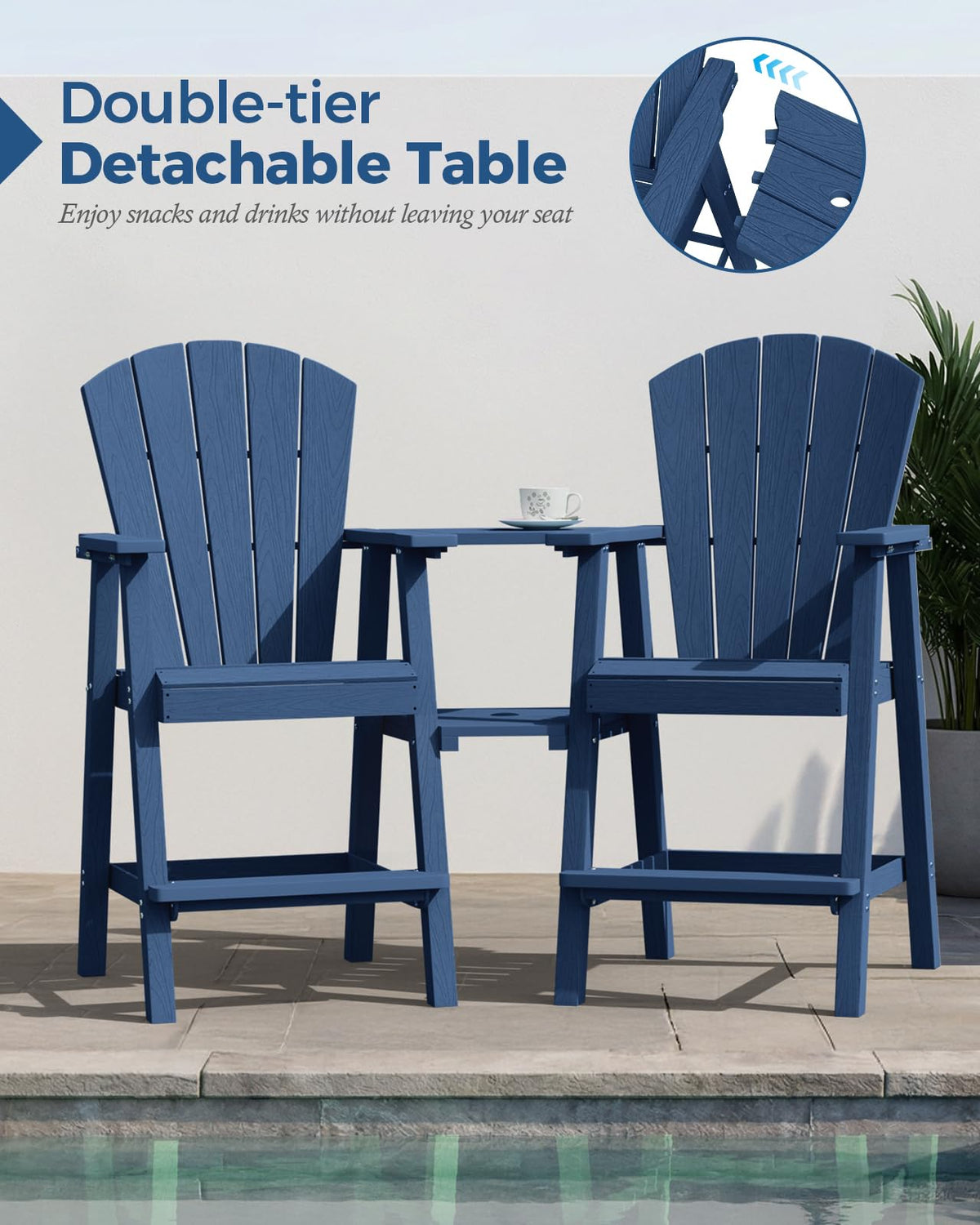 Navy Blue Adirondack Chairs Set of 2 E2647