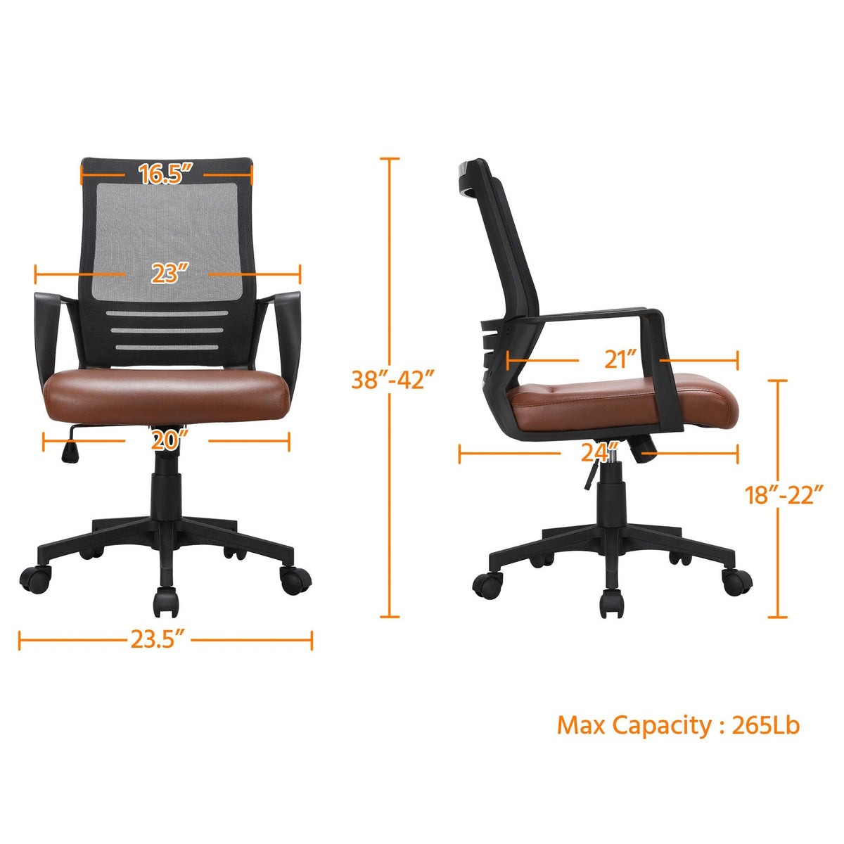 Brown Mesh Swivel Office Desk Chair K4938