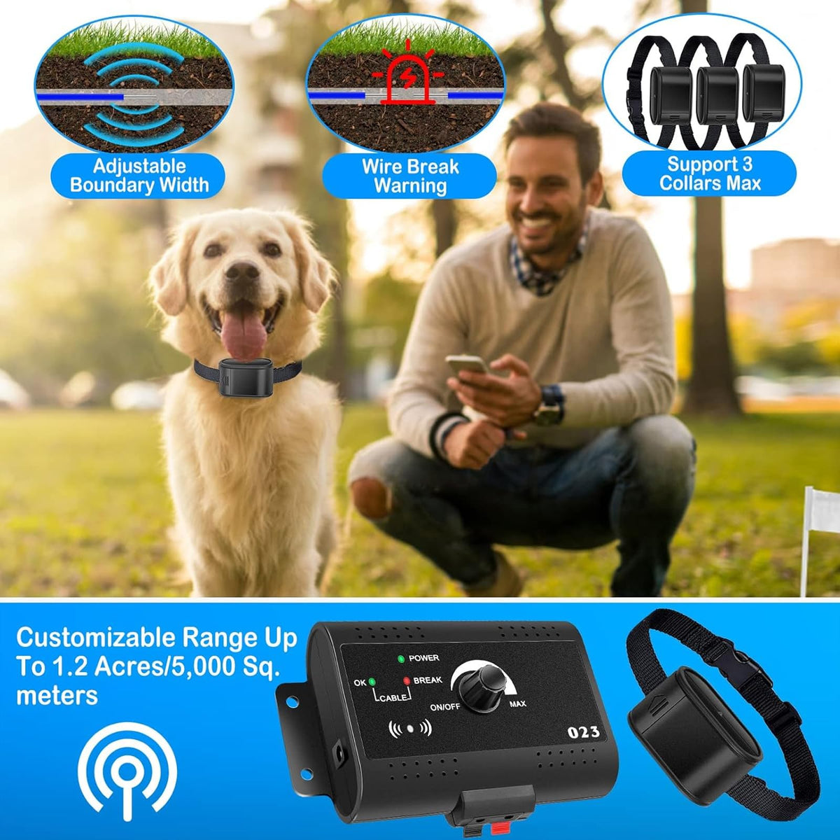 Electric In-ground Dog Fence with Waterproof Collar W6287