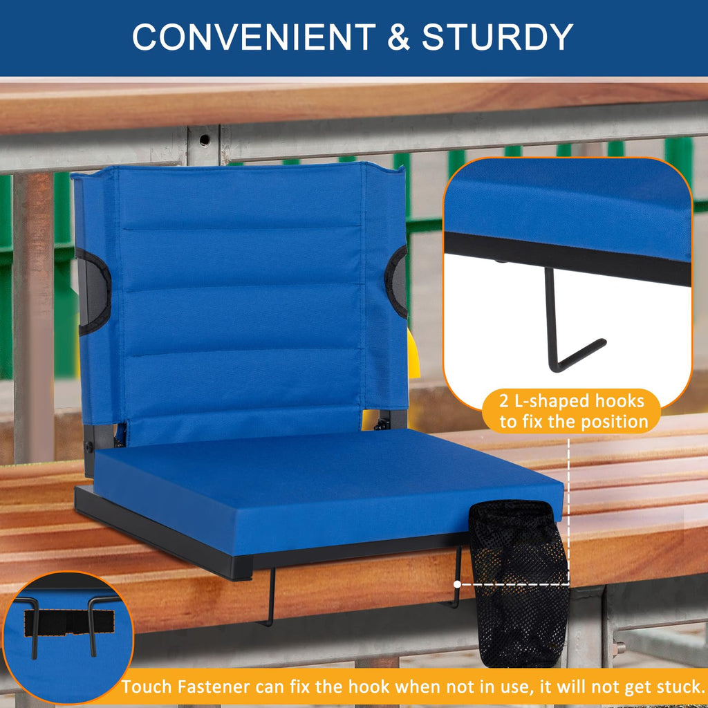 2 Pack Blue Stadium Seats for Bleachers with Back Support N802