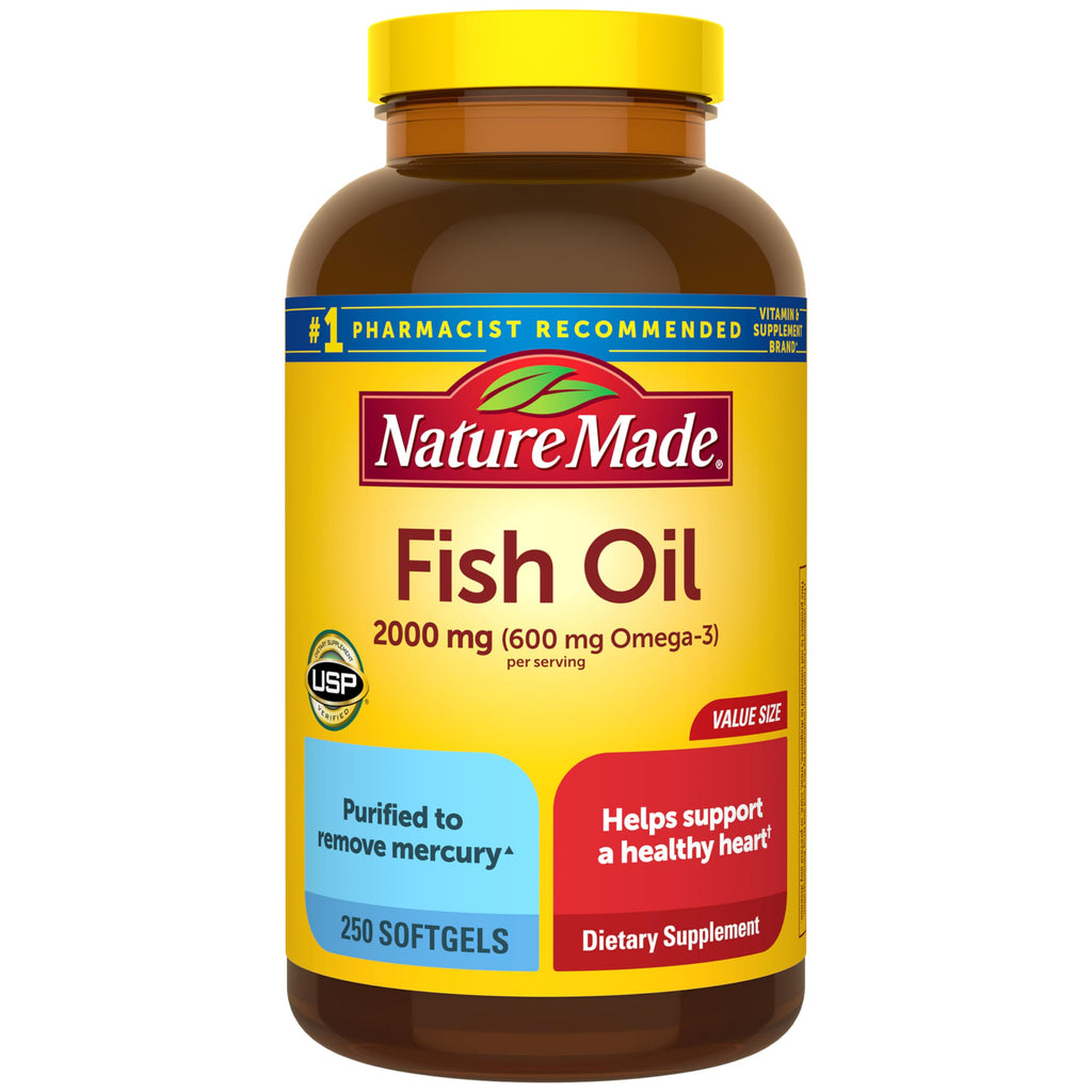 Fish Oil Omega 3 Supplements 2000mg 250 Softgels V4974