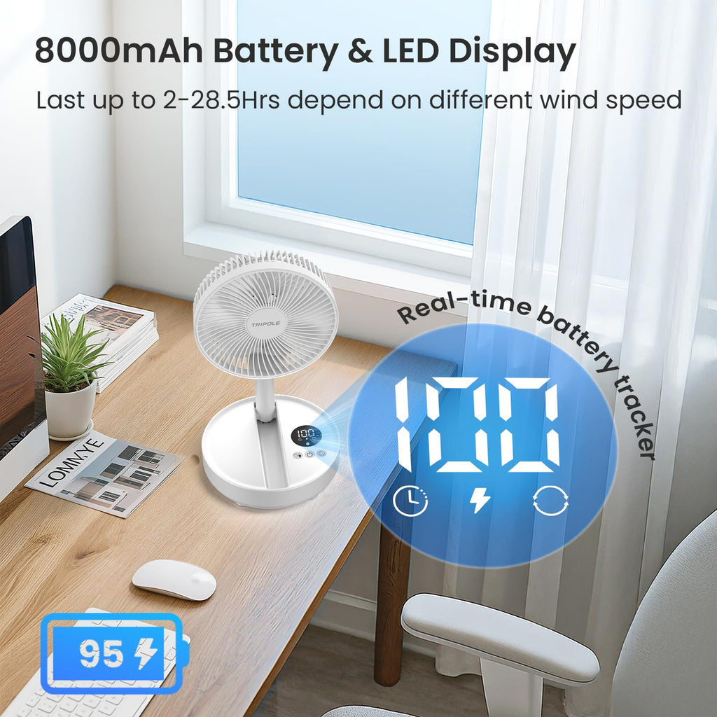 Portable Rechargeable Oscillating Standing Fan Y8070