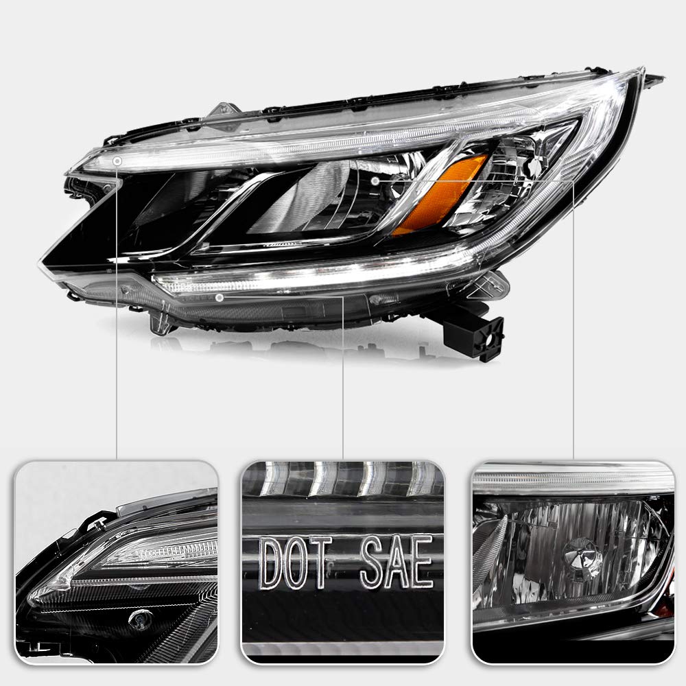 For 2015-2016 Honda CRV Halogen Type LED DRL Headlights Assembly Pair Set Left+Right Q89766