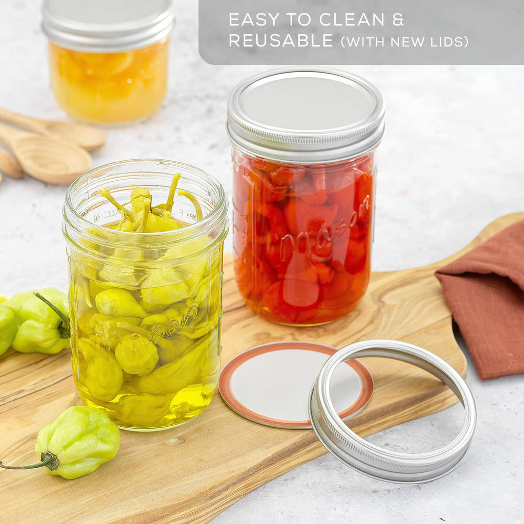 16 Oz 6-Pack Wide Mouth Glass Mason Jars with Lids C7301
