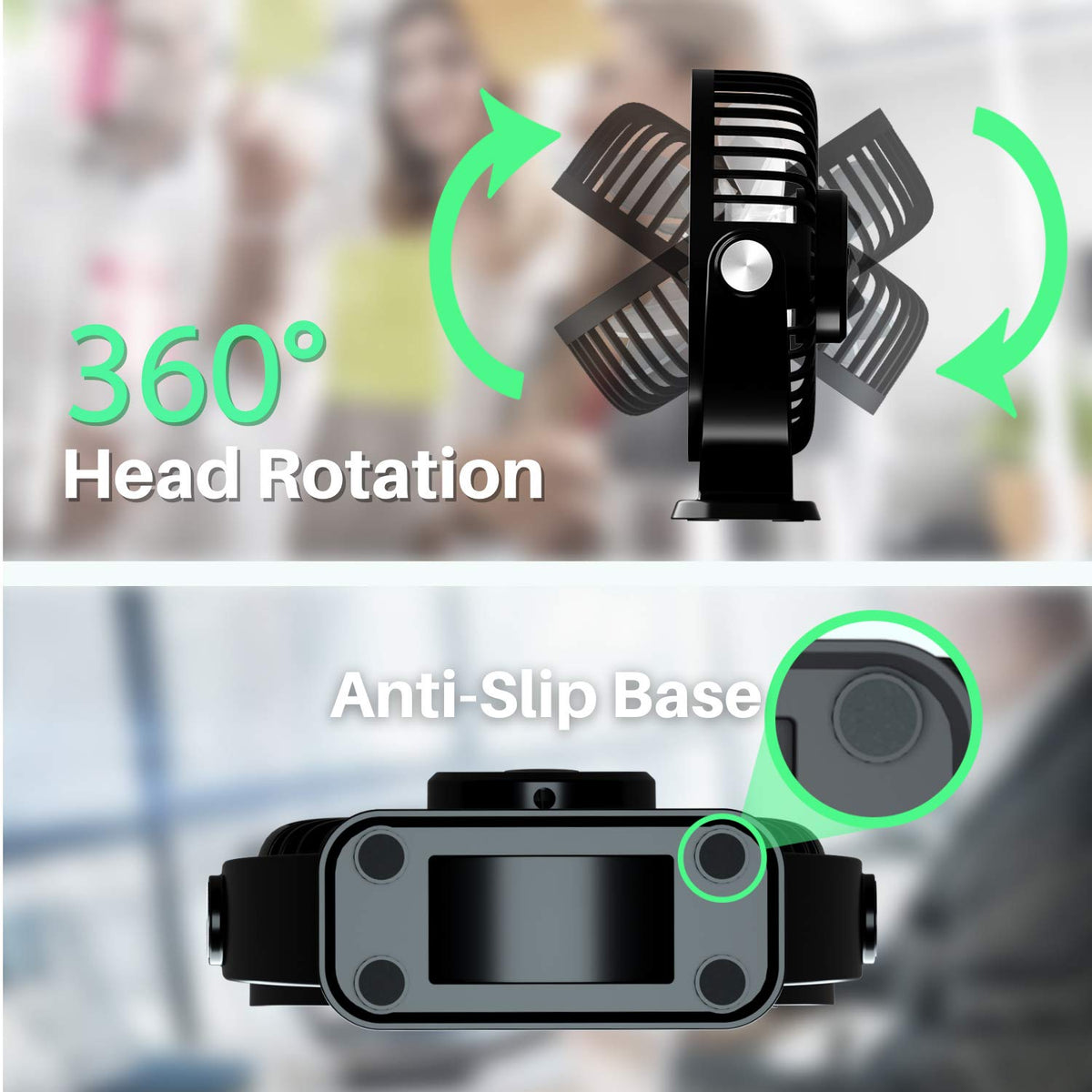 2 Pack USB Powered Mini Portable Desk Fan C890