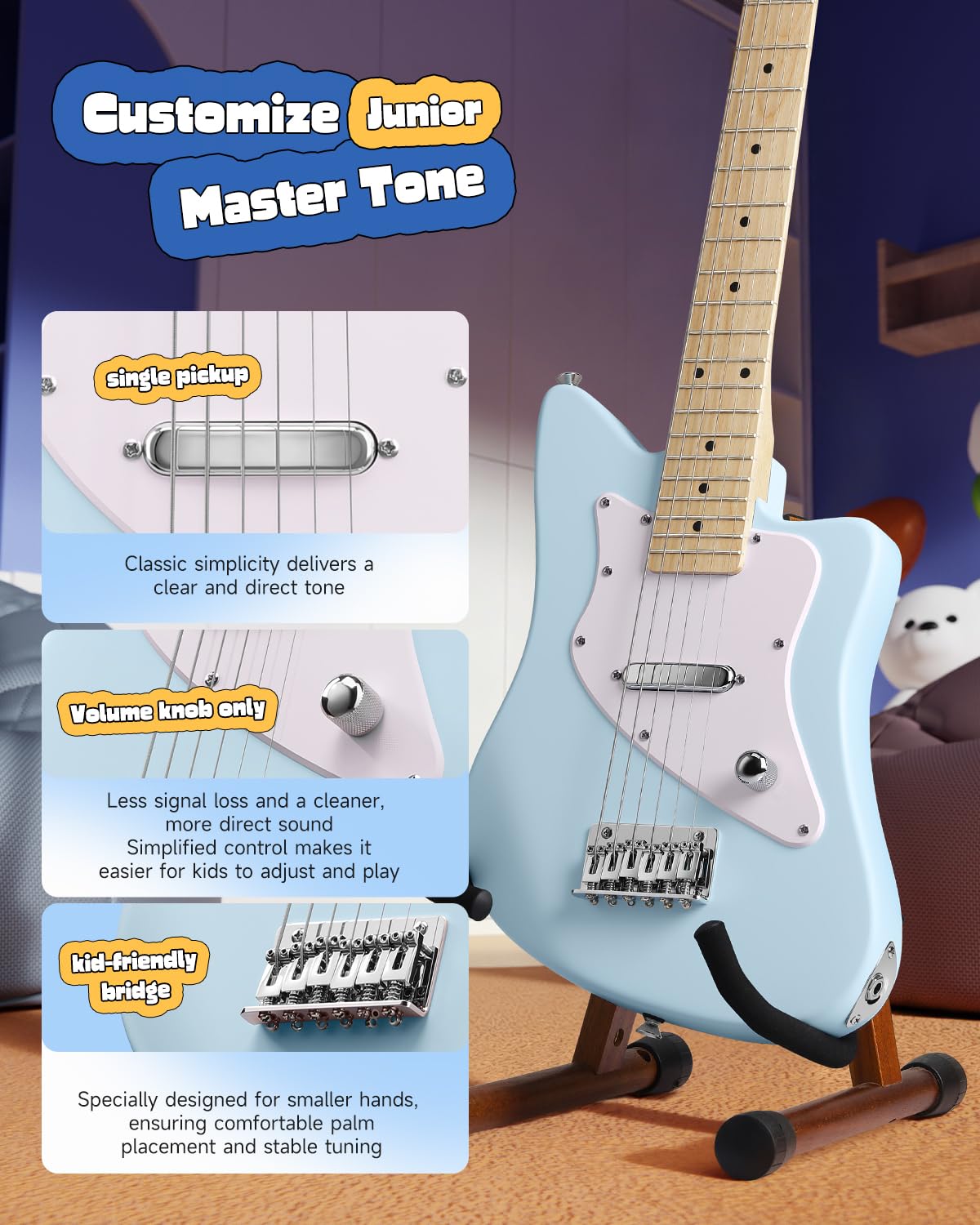 30 Inch Kids Electric Guitar Beginner Kit Blue Z581