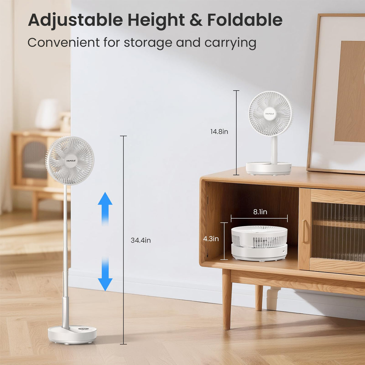 Portable Rechargeable Oscillating Standing Fan Y8070