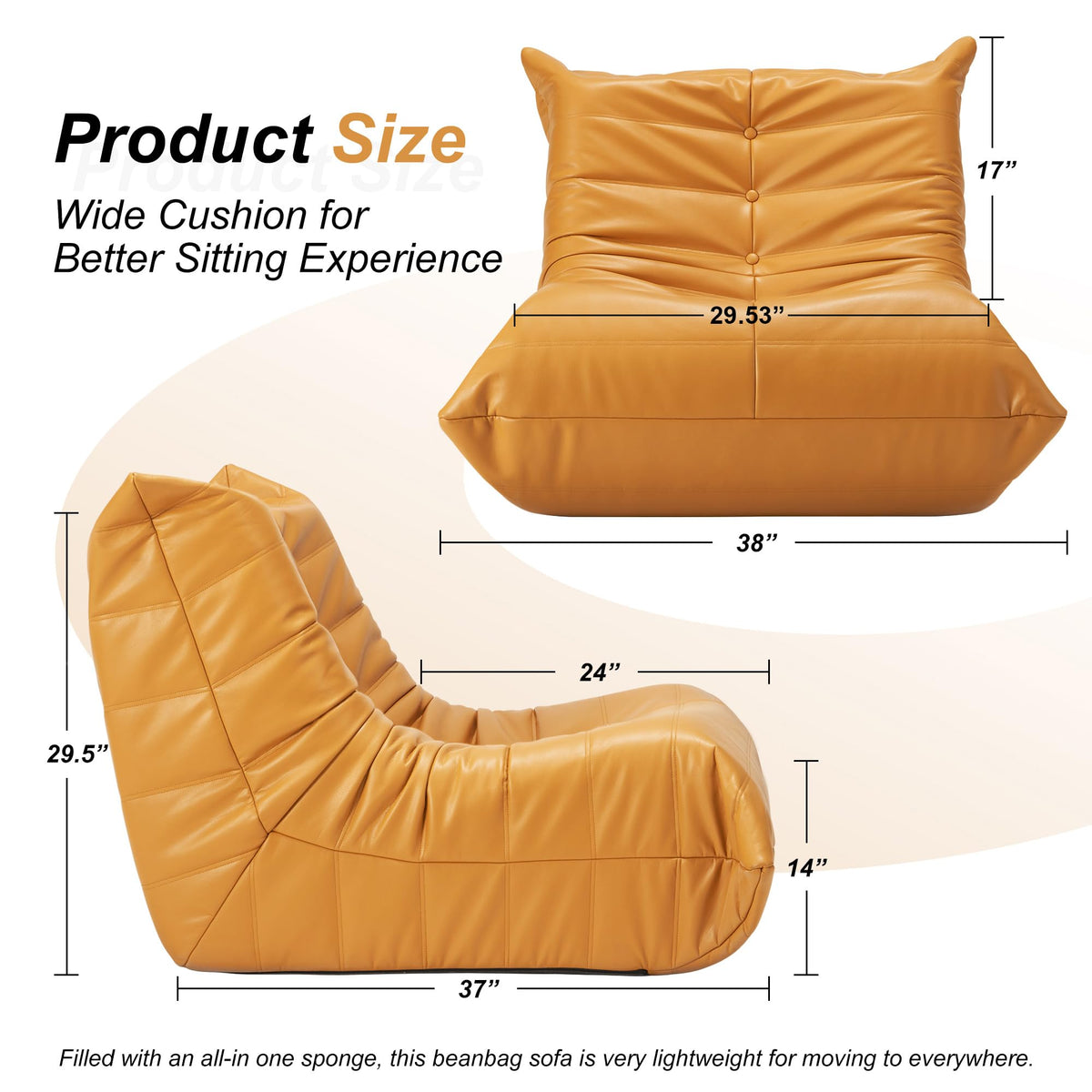 Leather Memory Foam Bean Bag Chair Q9507