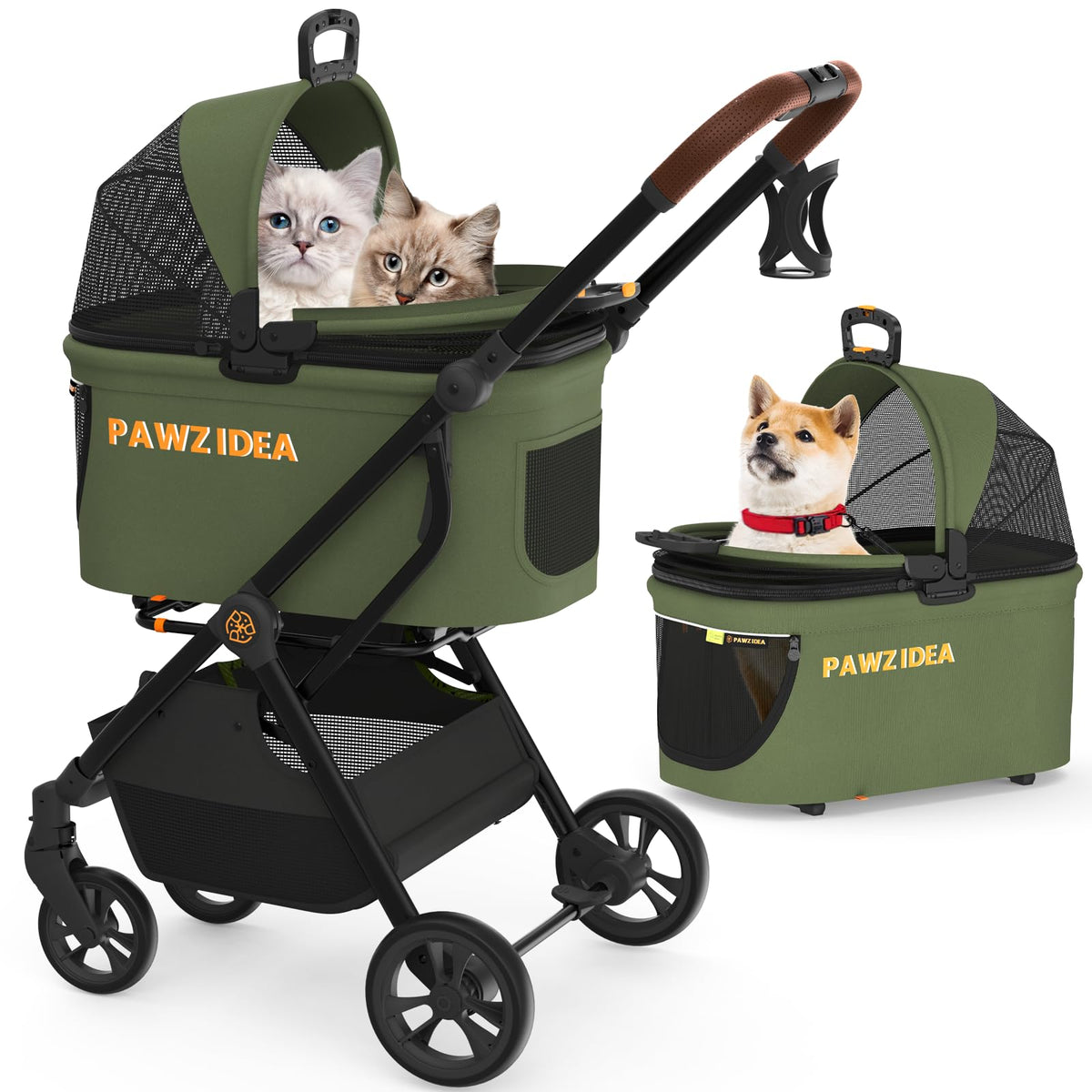 Foldable Pet Stroller with Detachable Carrier R189