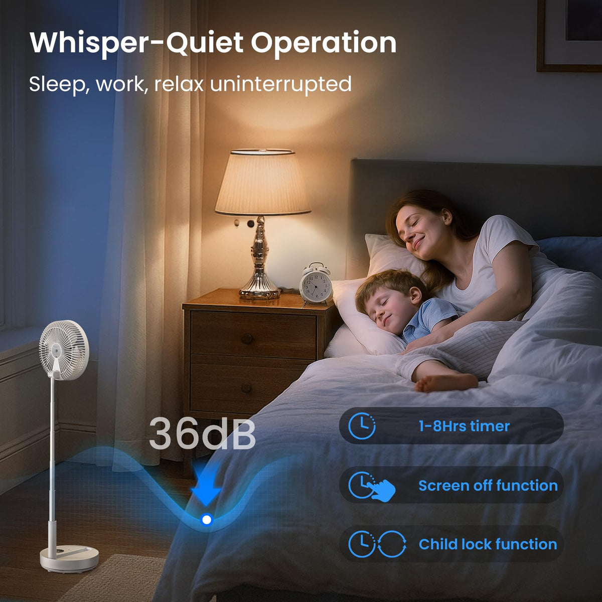 Portable Rechargeable Oscillating Standing Fan Y8070