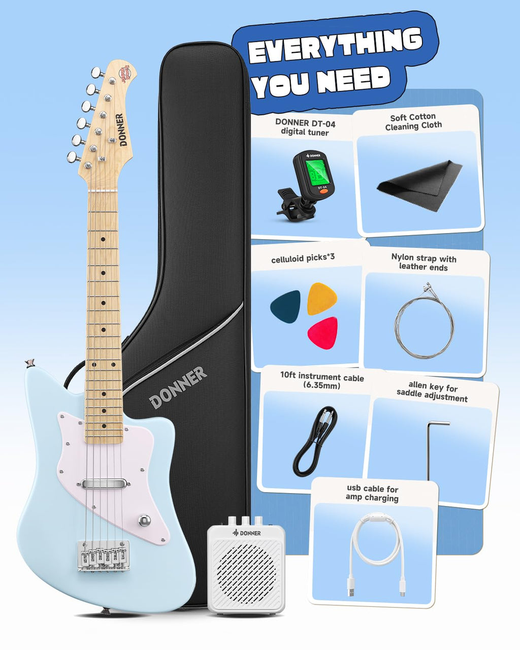 30 Inch Kids Electric Guitar Beginner Kit Blue Z581