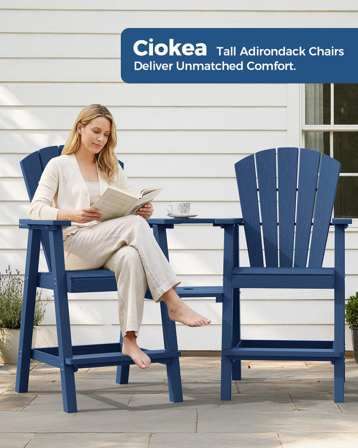 Navy Blue Adirondack Chairs Set of 2 E2647