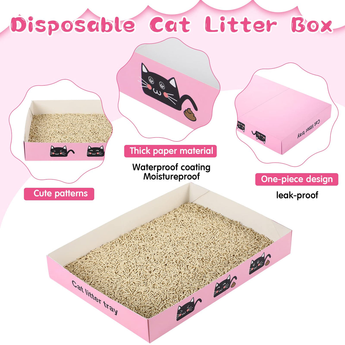 30 Pack Disposable Paper Cat Litter Box T297483