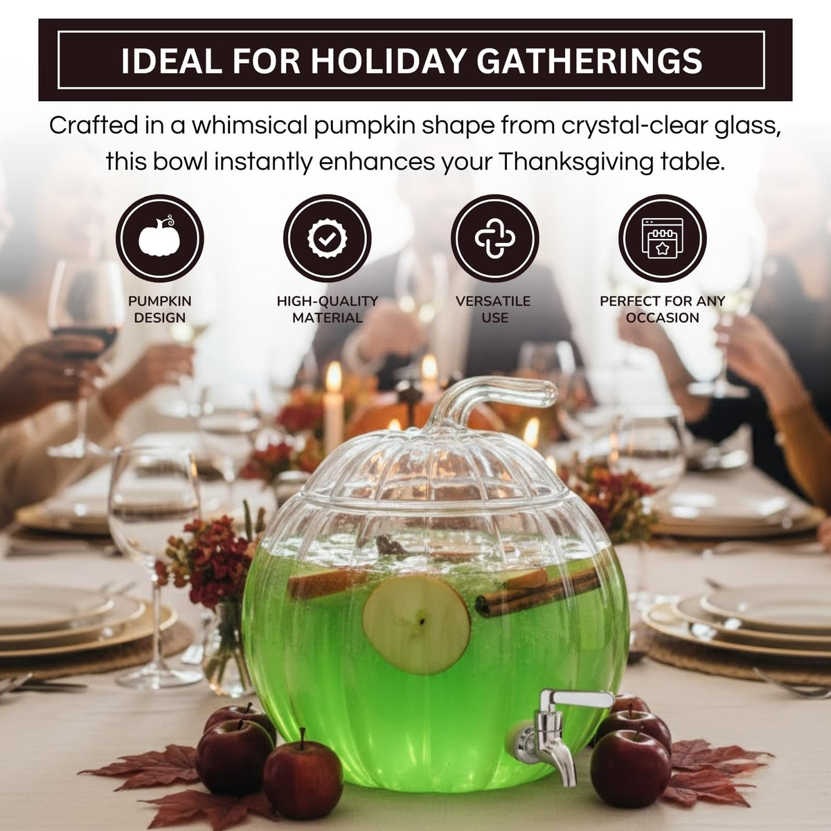 Glass Pumpkin Drink Dispenser 2 Gallon N73206