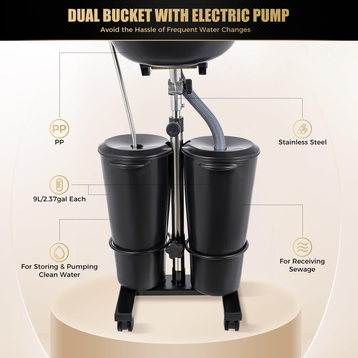 Portable Shampoo Basin with 2 Water Buckets Z9838
