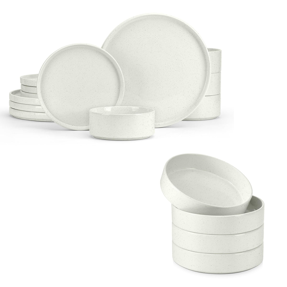 Speckled White 12 Pc Stoneware Dinnerware Set B916731