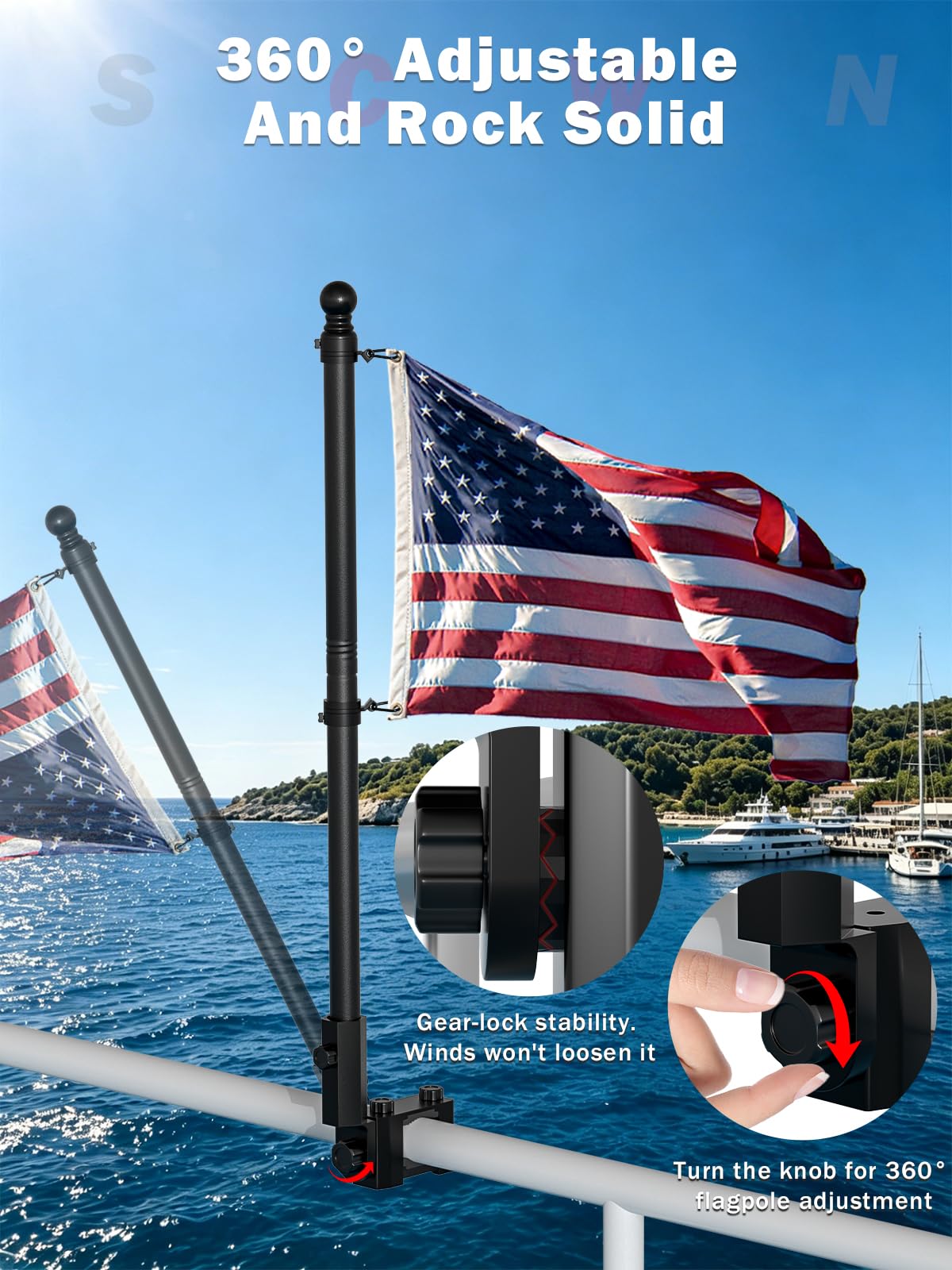 2.5FT Stainless Steel Boat Flag Pole Kit S71207