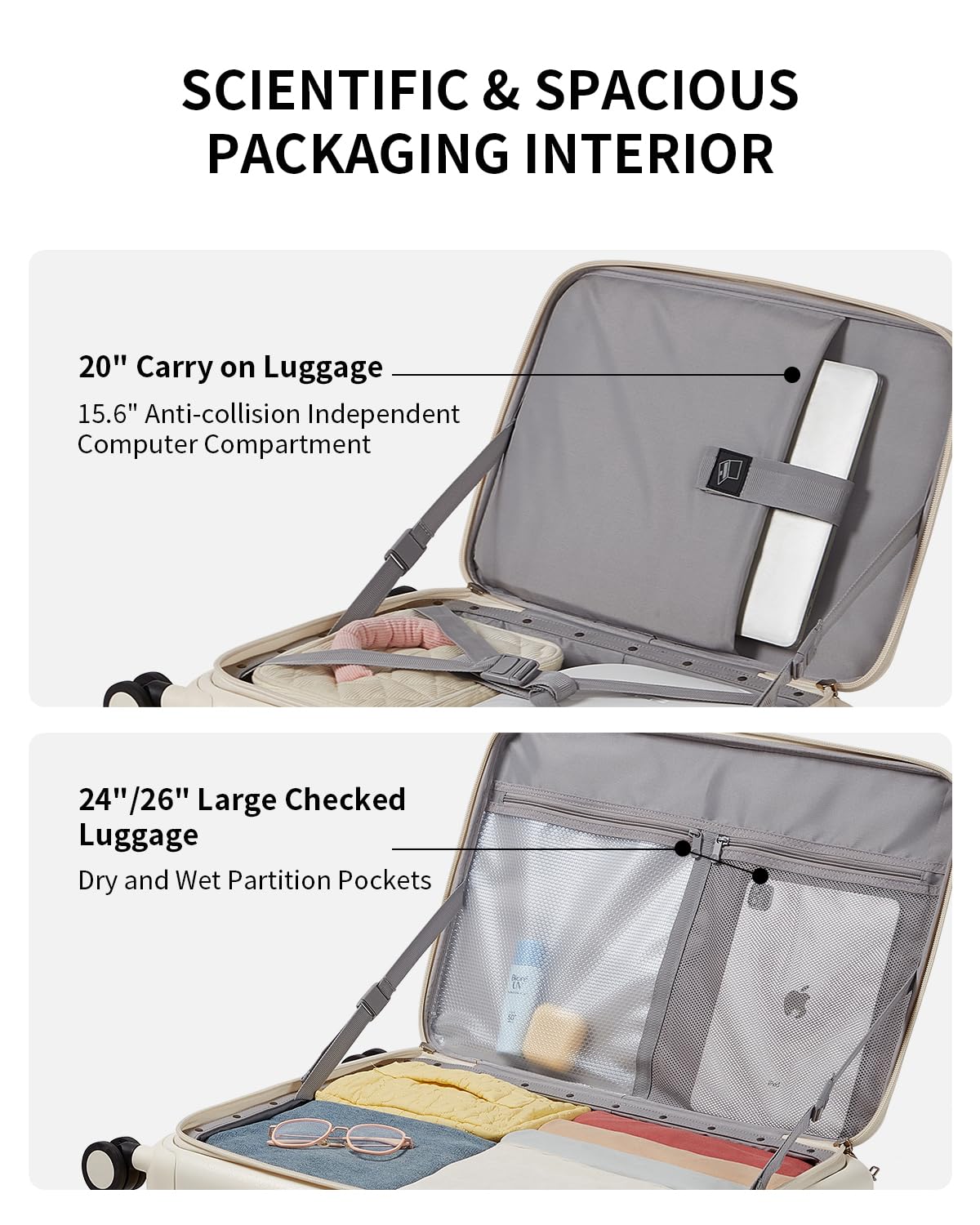 20 Inch Lightweight Hardside Carry On Luggage with Spinner Wheels X54972