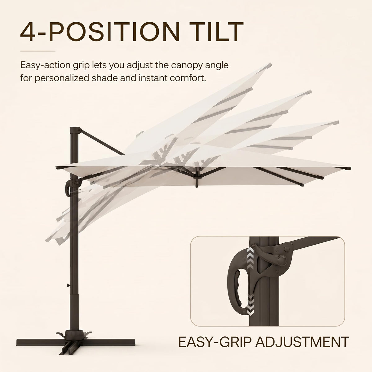 11ft Offset Cantilever Patio Umbrella with Solar Lights W878