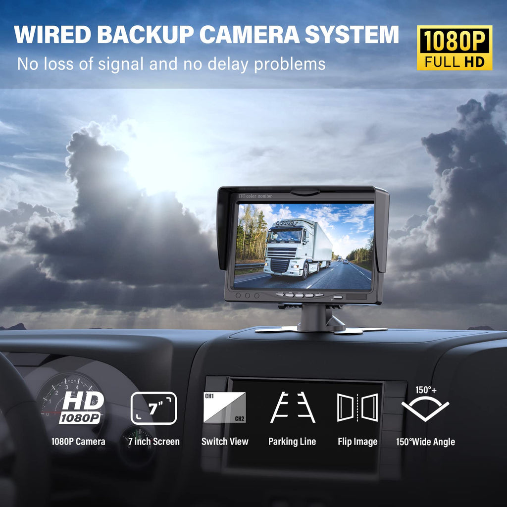 Wired RV Backup Camera with 7" 1080P IPS Monitor N801