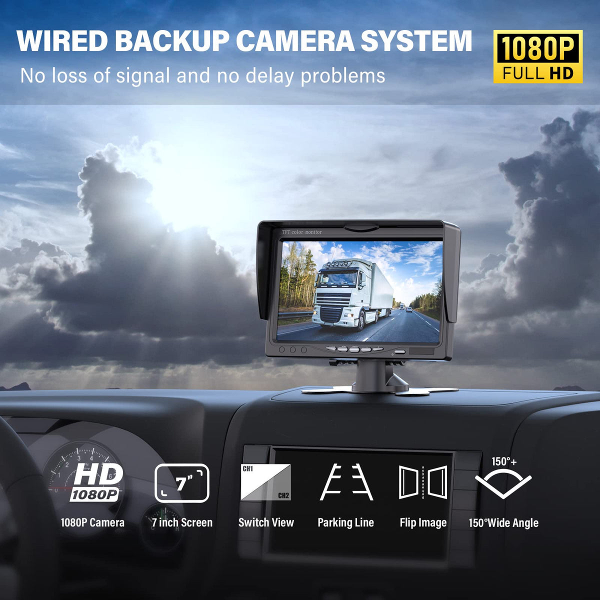 Wired RV Backup Camera with 7" 1080P IPS Monitor N801