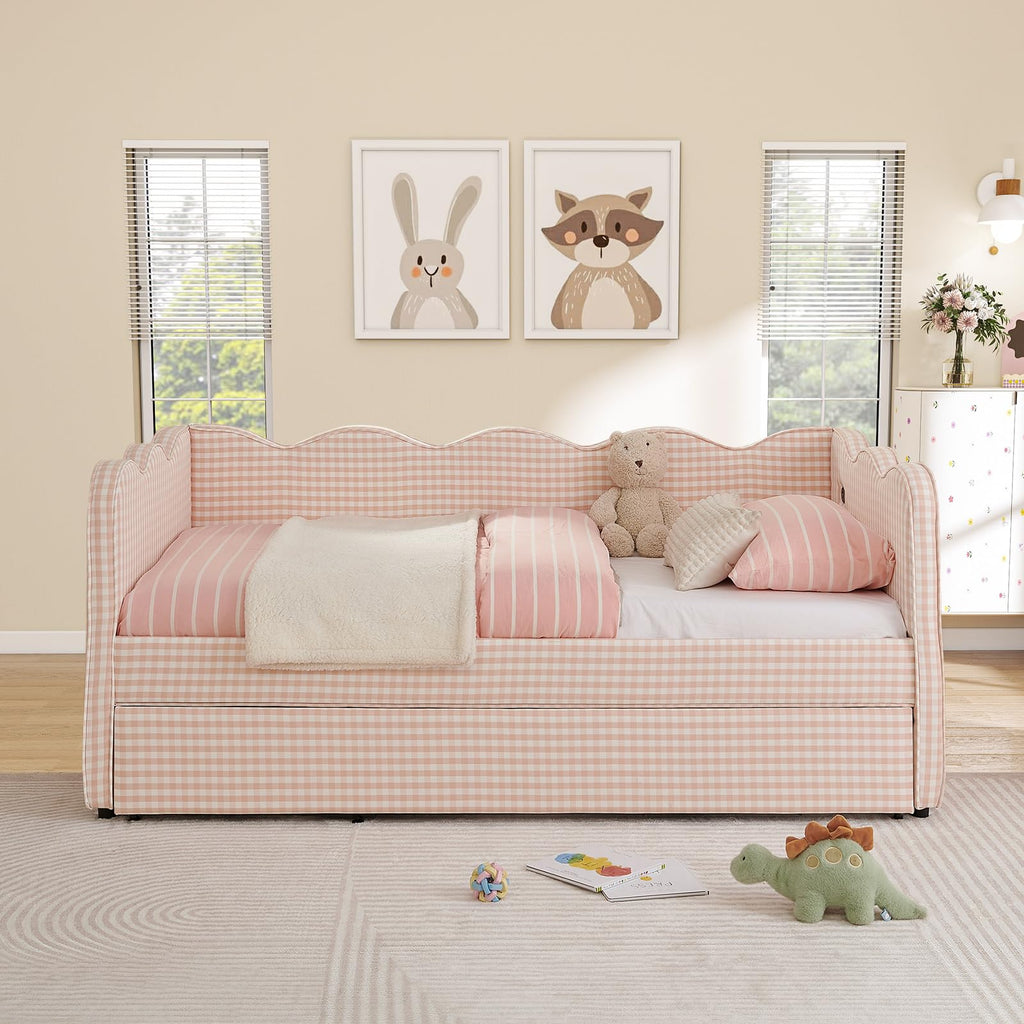 Twin Size Upholstered Daybed with Pop Up Trundle G866601