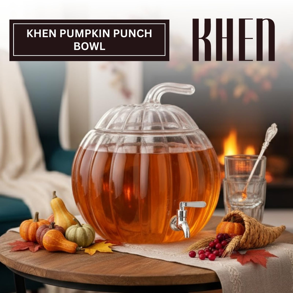 Glass Pumpkin Drink Dispenser 2 Gallon N73206