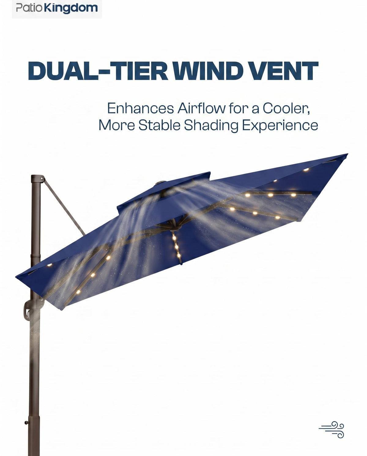 11x11 FT Double-Top Cantilever Patio Umbrella with Lights Z881