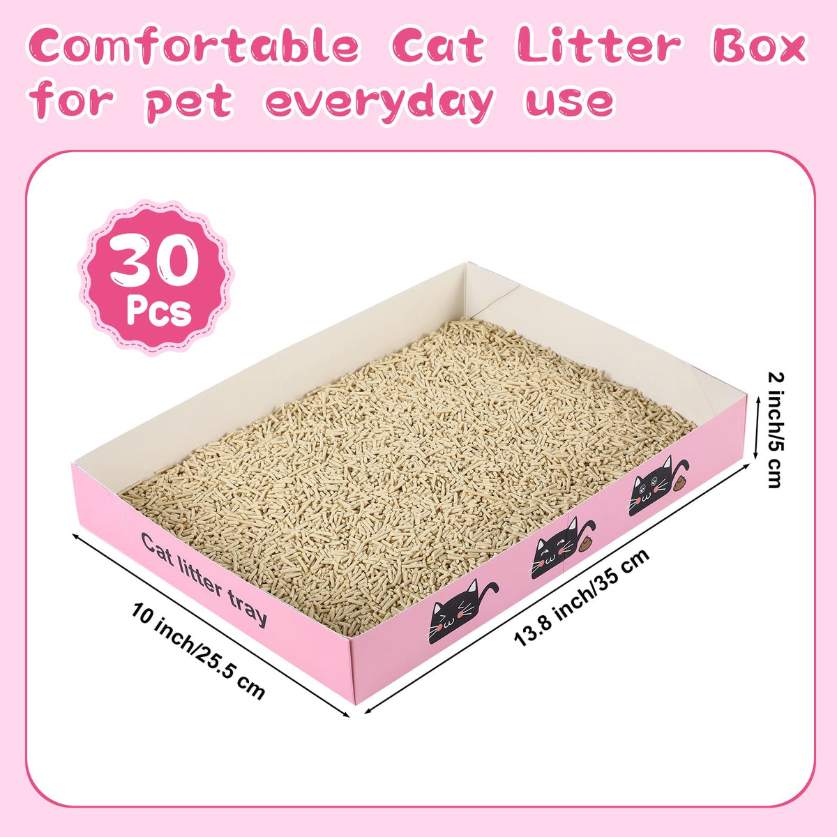 30 Pack Disposable Paper Cat Litter Box T297483