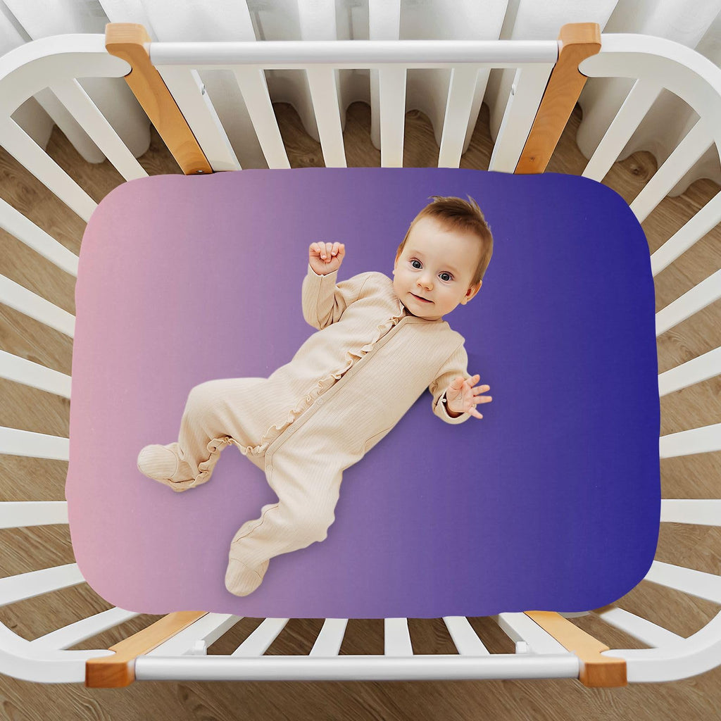 Dark Blue Pink Fitted Crib Sheet Microfiber Z868