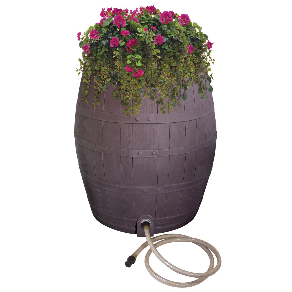 50-Gallon Whiskey Rain Barrel with Planter and Diverter Q460