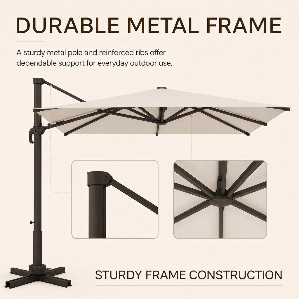 11ft Offset Cantilever Patio Umbrella with Solar Lights W878