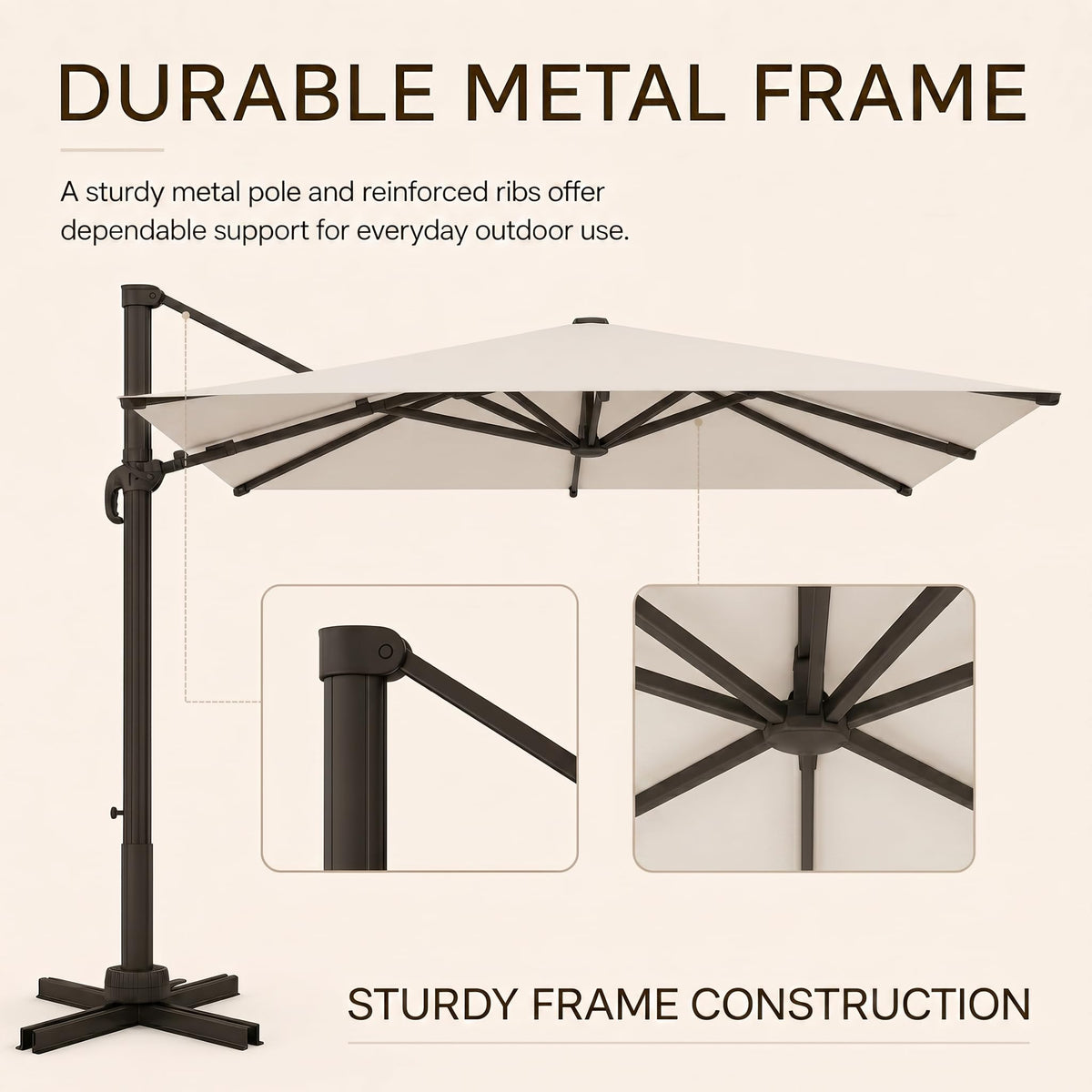 11ft Offset Cantilever Patio Umbrella with Solar Lights W878