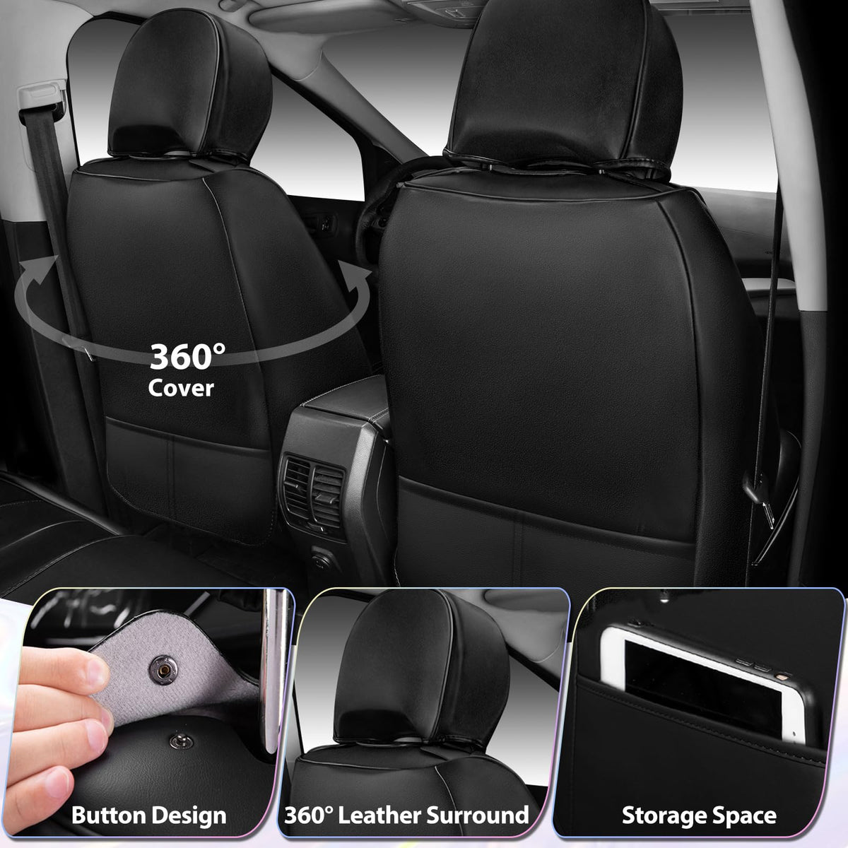 Nappa Leather Car Seat Covers 5 Seats Full Set U623