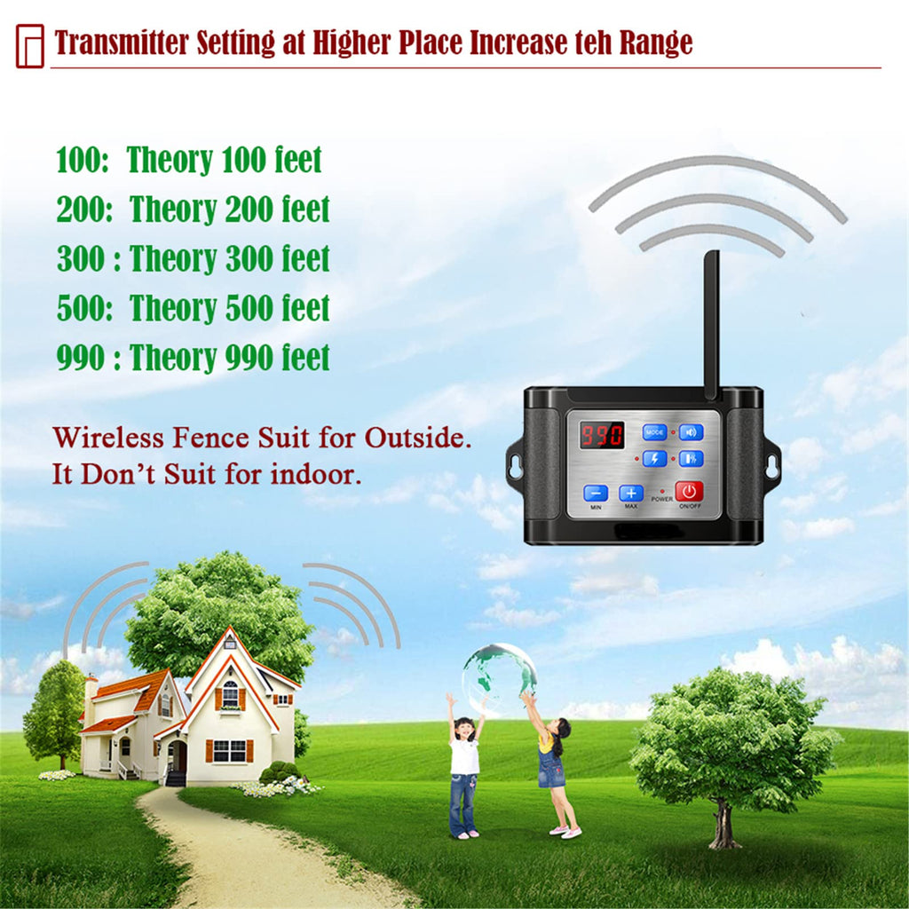Wireless Dog Fence Training Collar with Remote, Waterproof, 2 Dogs B7970