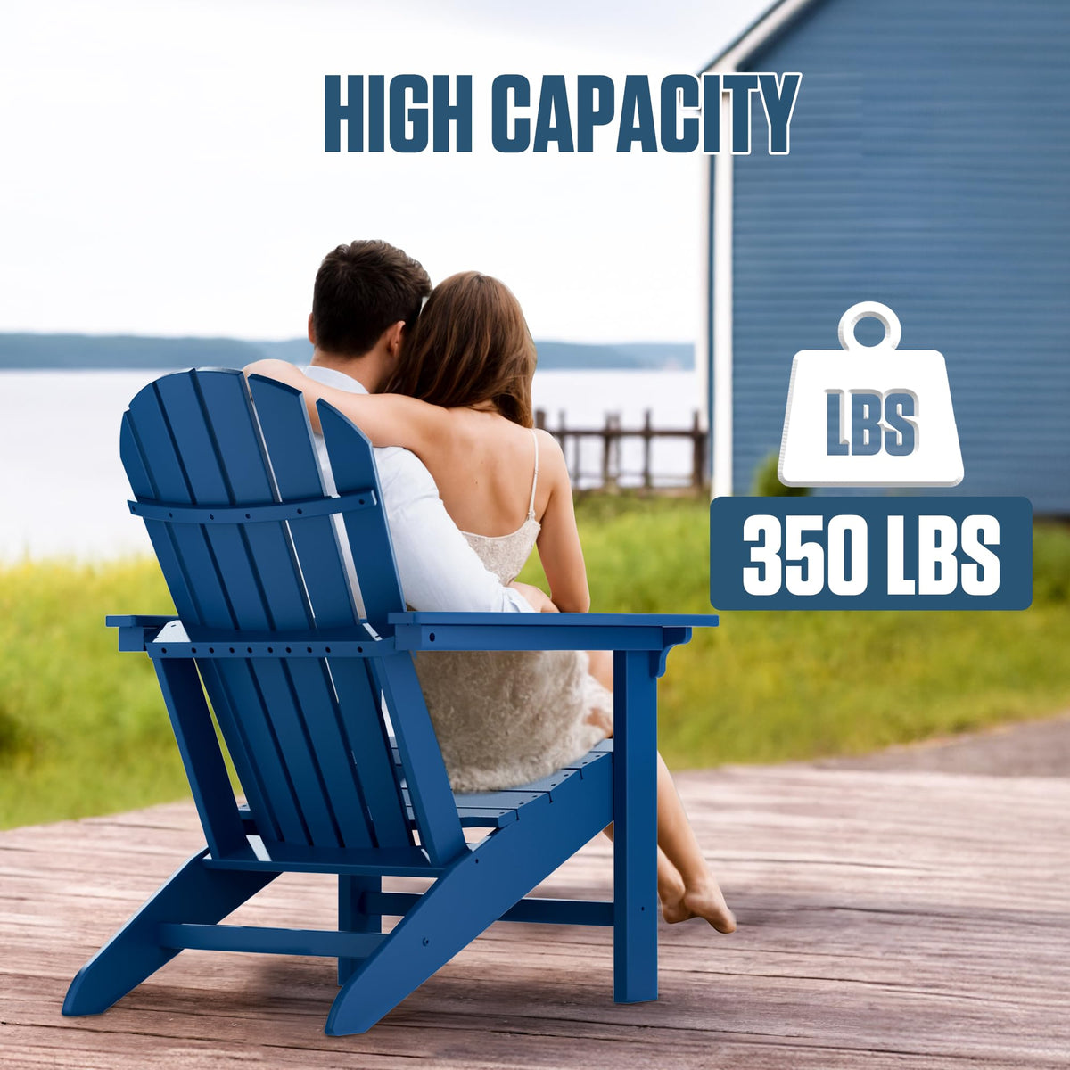 Plastic Adirondack Chair Set of 4 Navy Blue B665