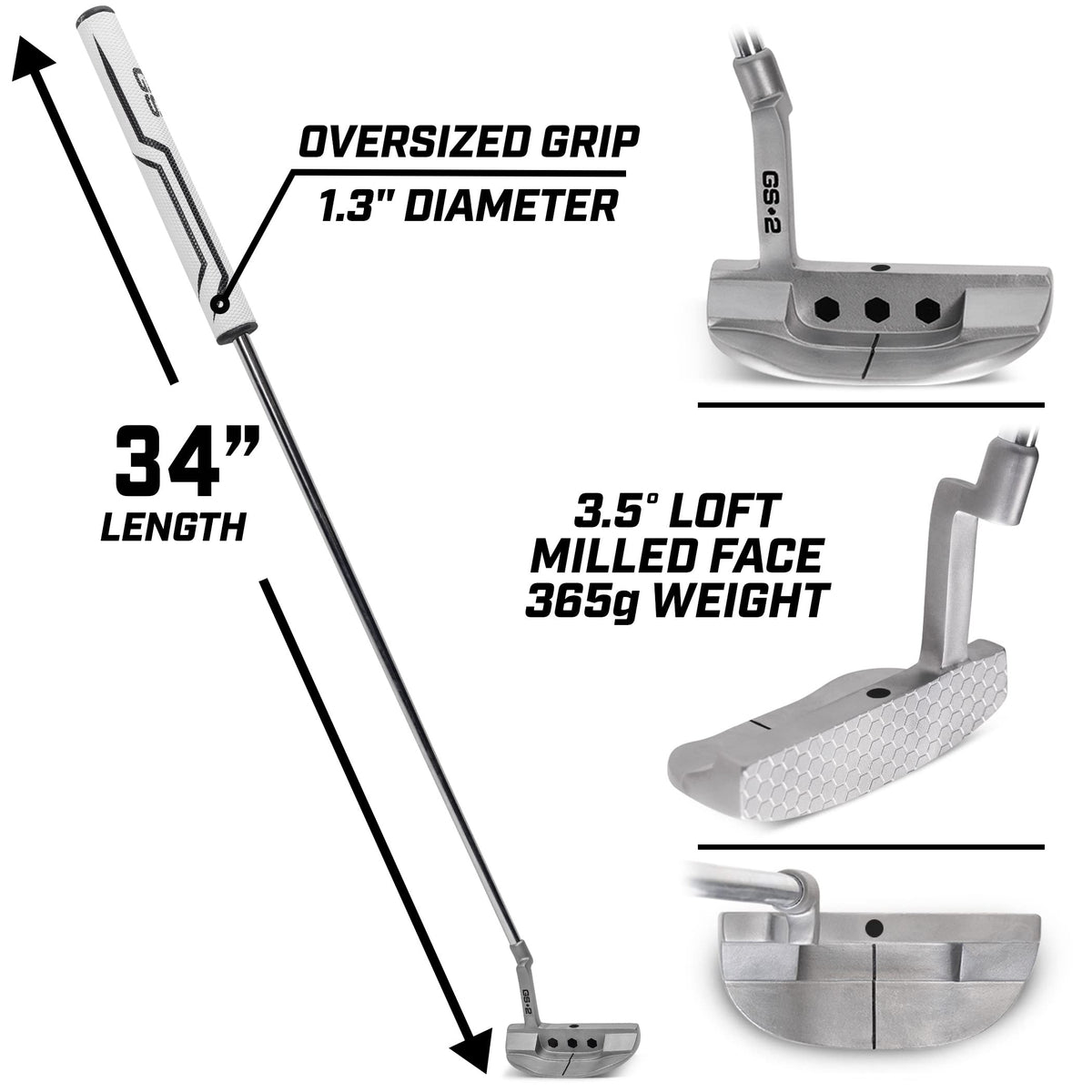 34” Right-Handed Mallet Putter with Milled Face K5853