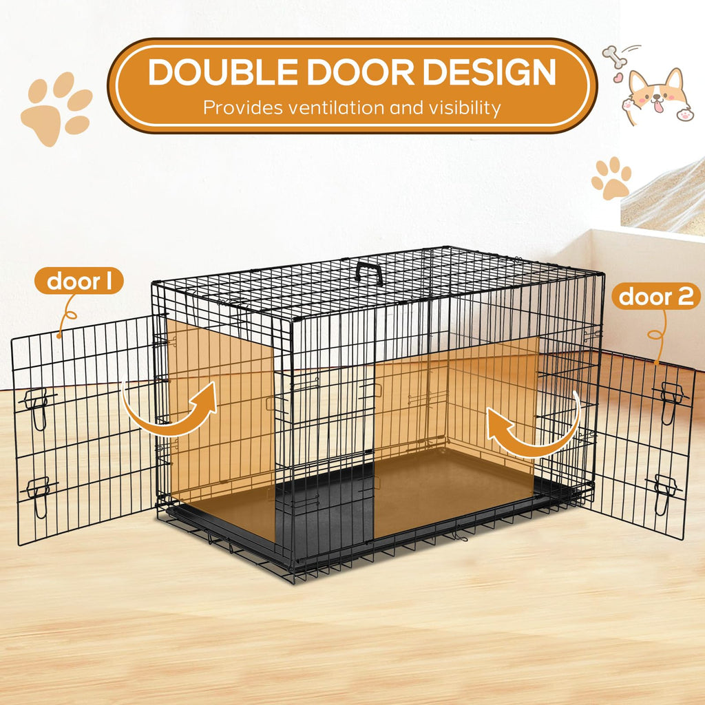 48 Inch Extra Large Folding Dog Crate with Divider Panel D909317