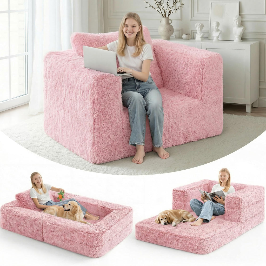 Convertible Sofa Bed 3-in-1 Futon with Pillow U684609