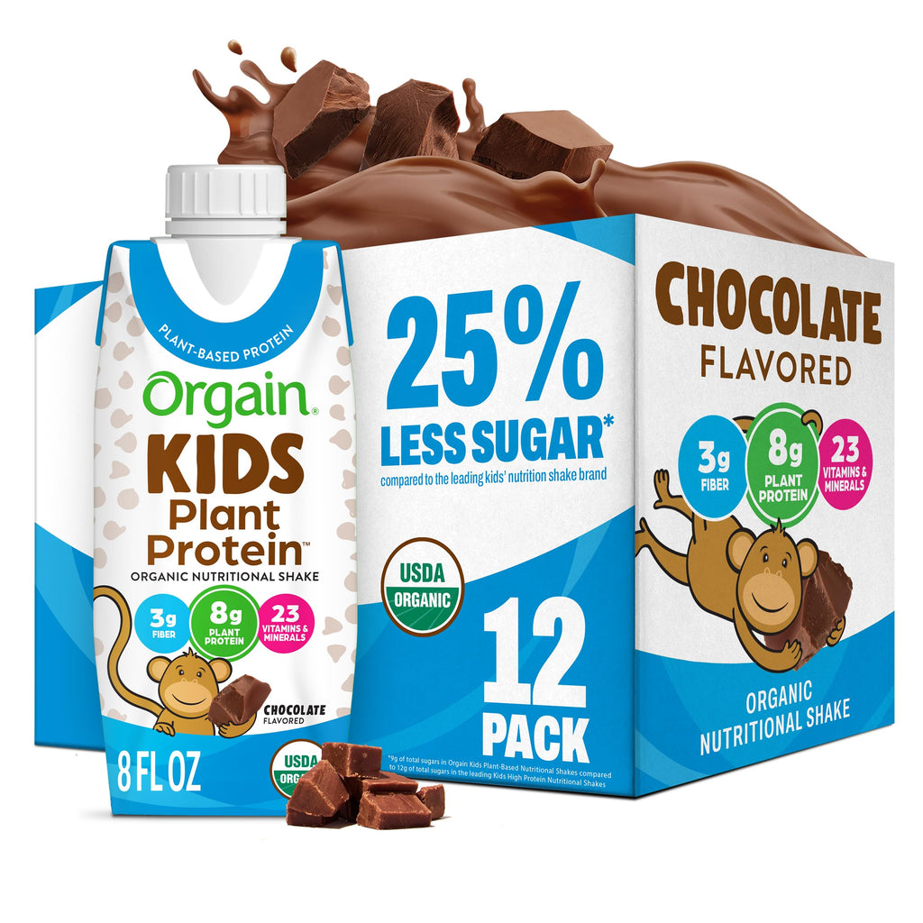 Organic Vegan Kids Protein Shakes Chocolate 8 Fl Oz 12 Pack N969