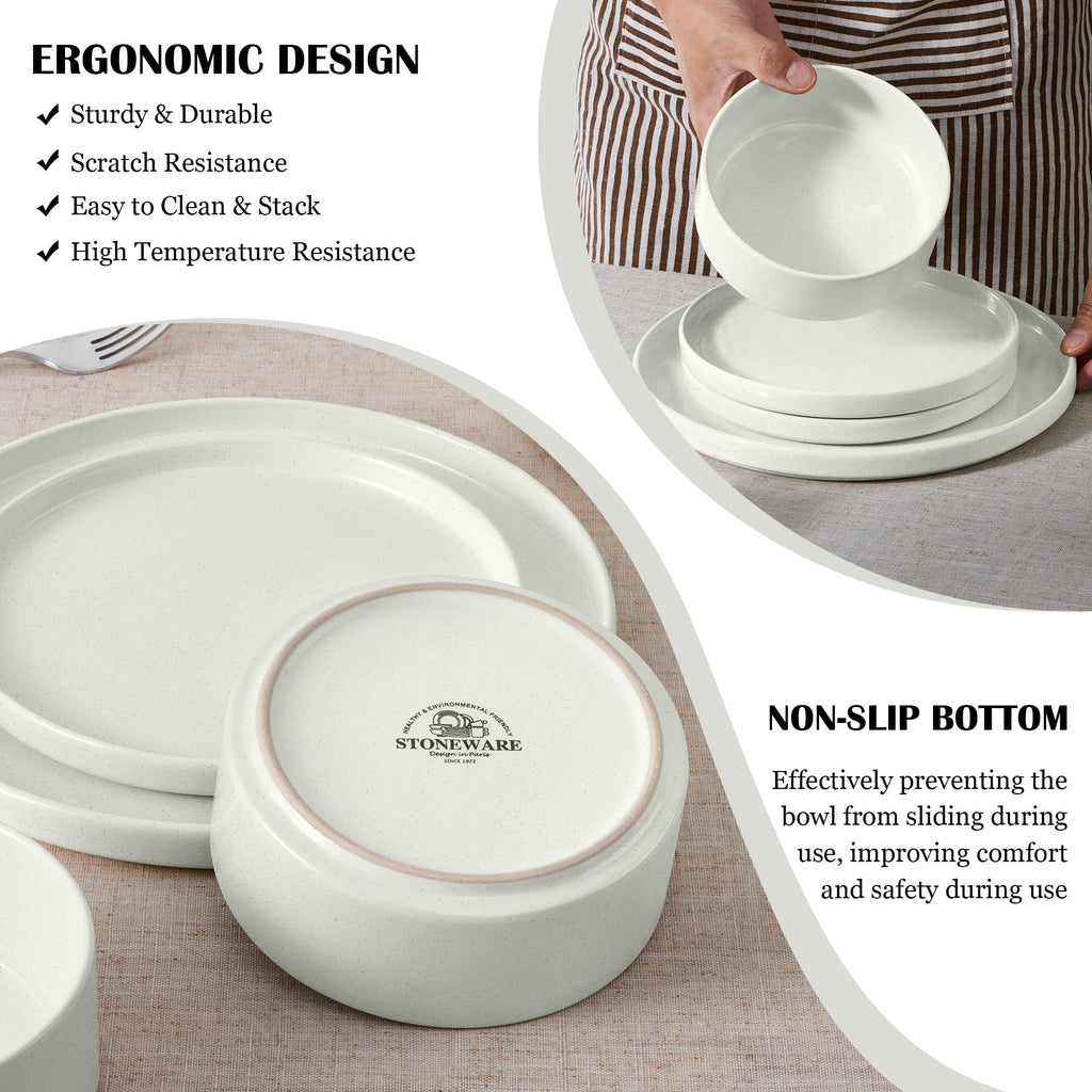 Speckled White 12 Pc Stoneware Dinnerware Set B916731