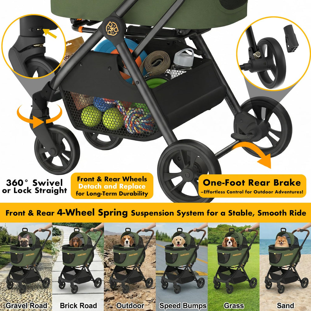 Foldable Pet Stroller with Detachable Carrier R189